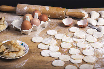 Making pierogis - dumplings