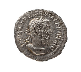 Ancient coin of the Roman Empire.Marcus Opellius Macrinus