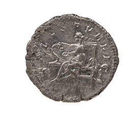 Ancient coin of the Roman Empire.Marcus Opellius Macrinus