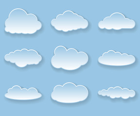 Illustration messages in the form of Сlouds. Icon set. Vector.