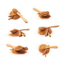 Pile of cinnamon powder isolated