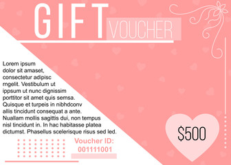 Baby pink romantic gift voucher design