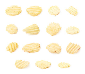 Single potato chip crisp isolated