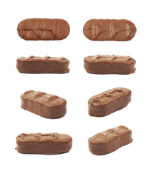 Coconut filled chocolate bar isolated