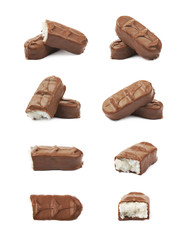 Coconut filled chocolate bar isolated