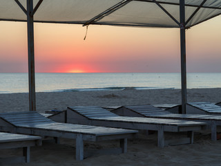 sunset on the beach in Anapa