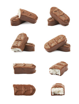 Coconut Filled Chocolate Bar Isolated