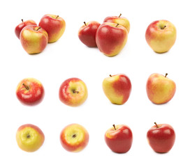 Ripe red and golden jonagold apple set