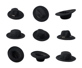 Black homburg hat isolated