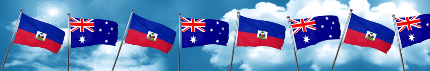 Haiti flag with Australia flag, 3D rendering