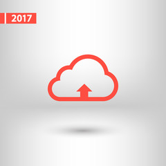 This image represents a cloud upload illustration icon, vector illustration. Flat design style