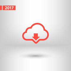 Vector cloud computing download icon, vector illustration. Flat design style
