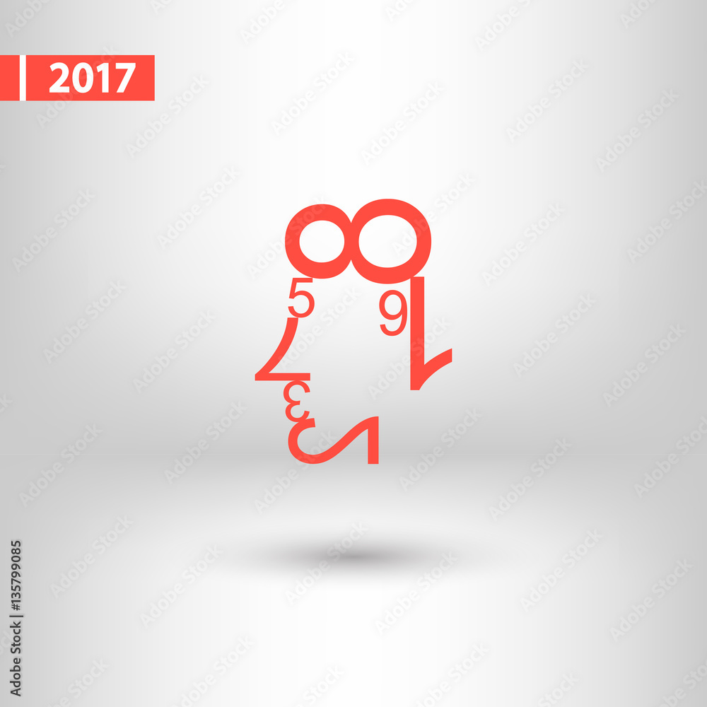 Poster human face of the data figures. human face numbers. mathematical abstraction icon, vector illustrahu