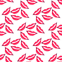 seamless pattern with smile lips random order