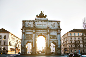 Fototapeta na wymiar Victory Gate triumphal arch (Siegestor) in Munich, Germany