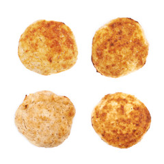 Cottage cheese flapjack flat cake isolated