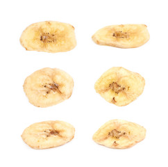 Baked banana chip slice isolated