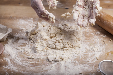Making pierogis - dumplings