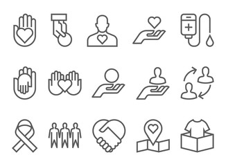 charity and donation icons flat line design vector