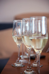 glasses of white sparkling wine champagne lot of close-up