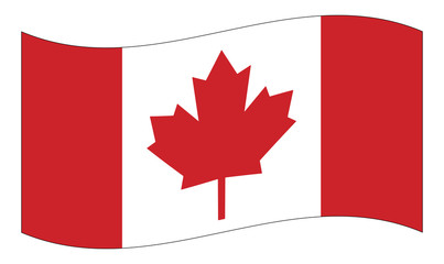 canada flag with maple leaf waving vector symbol icon design.