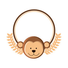Cute monkey cartoon icon vector illustration graphic design