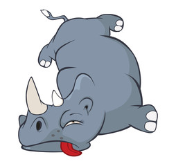 Illustration of a Cute Black Rhinoceros. Cartoon
