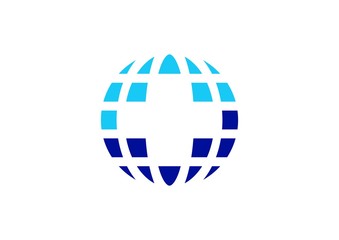 globe health medicine logo, global plus medical pharmacy icon symbol vector design template