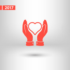 heart in hand icon, vector illustration. Flat design style 