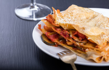 Vegetarian lasagne on the plate