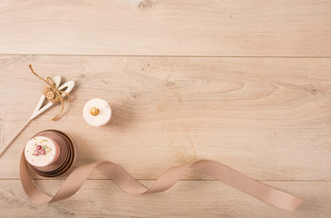 Flat lay of flowers and plants