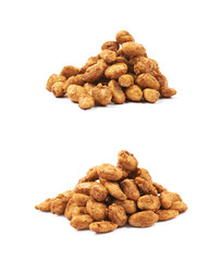Pile of sugar coated peanuts isolated