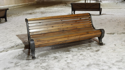 Wooden bench for rest.