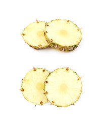 Two pineapple slices isolated
