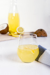 Bottle with fresh citron lemonade