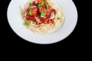 Pasta with meatballs and tomato sauce