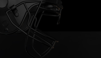 American football black helmet on black dark background, 3d render © Michal Šteflovič