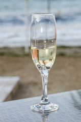 glasses of white sparkling wine champagne lot of close-up