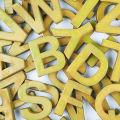 Surface coated with multiple wooden letters
