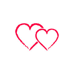 Two Red hearts symbol, vector love icon.