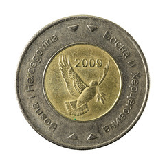 50 bosnia and herzegovina convertible fening coin (2007) reverse isolated on white background