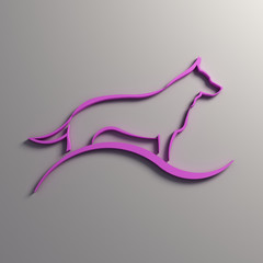 Dog Silhouette in a White Wall. 3D Render Illustration