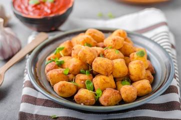 Homemade fried mini croquettes