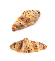 Chocolate croissant pastry isolated