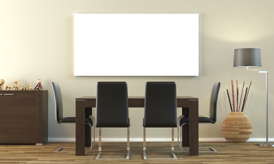 Empty canvas on wall mock up