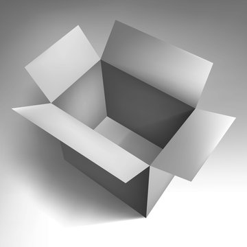 Open empty volume grey box , abstract object, vector design