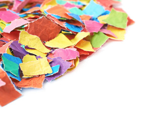 Pile of torn paper pieces isolated