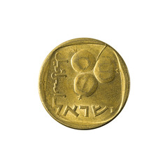 5 israeli agora coin reverse isolated on white background