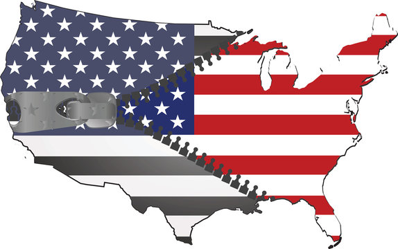 USA map flag ziped vector