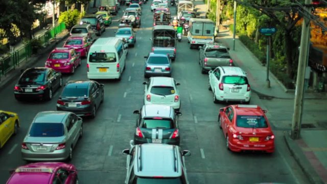 Car traffic jam on the highway